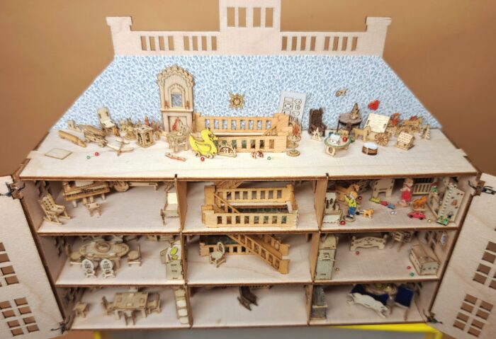 Bastelset Holz Mini Het Loo Puppenhaus M 1:144 mit Möbel ohne Dachbodendeko – Bild 2