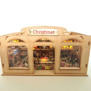 Handbemalter beleuchteter Weihnachtsladen M 1: 144