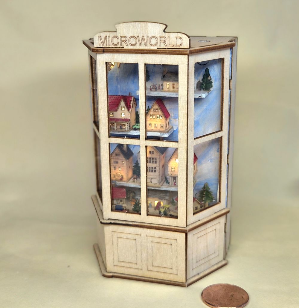 Miniatur Vitrine M 1 : 24 handbemalt beleuchtet Häuser Zugdisplay – Bild 2