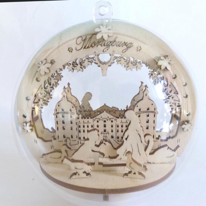 Weihnachtskugel LED beleuchtet Schloss Moritzburg 8 cm – Bild 2