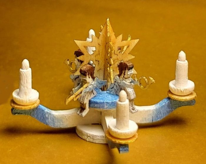 Konvolut 7 Bastelset Miniatur Engel Wolke Pyramiden Leuchter Kerzenhalter M 1 : 12 – Bild 3