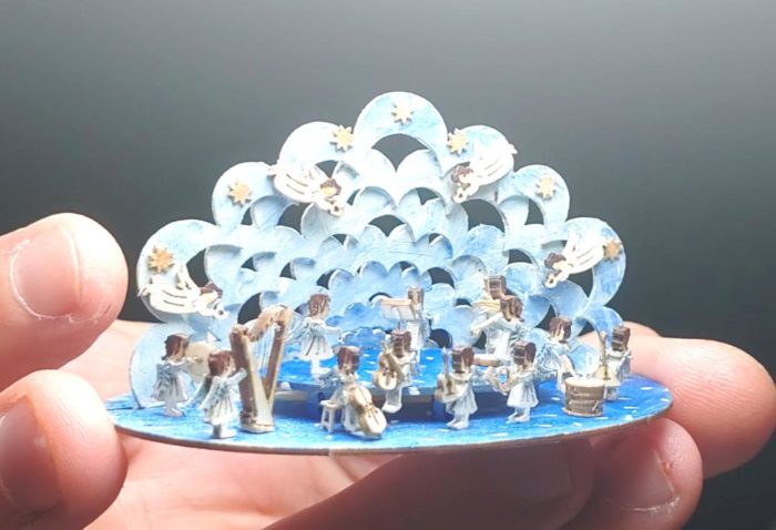 Konvolut 7 Bastelset Miniatur Engel Wolke Pyramiden Leuchter Kerzenhalter M 1 : 12 – Bild 2