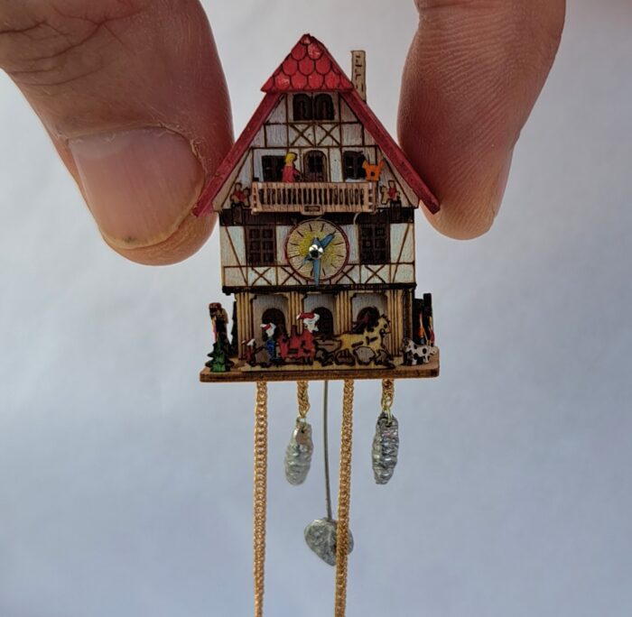 Miniatur Handbemalt Kuckuckuhr Fachwerk