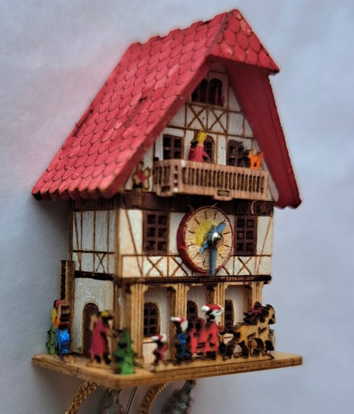 Miniatur Handbemalt Kuckuckuhr Fachwerk – Bild 2