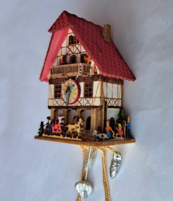 Miniatur Handbemalt Kuckuckuhr Fachwerk – Bild 3