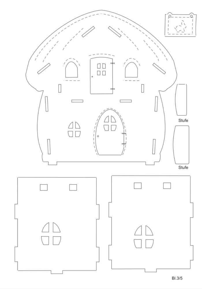Laubsaegevorlage Osterdekoration Steinpilzhaus 16 cm – Bild 3