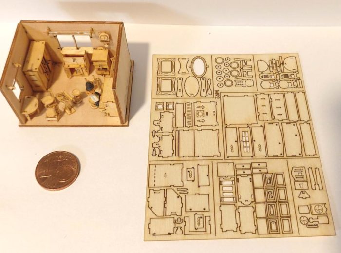 Miniatur Bastelset Möbel Zimmer der Musen M 1:144 Holz