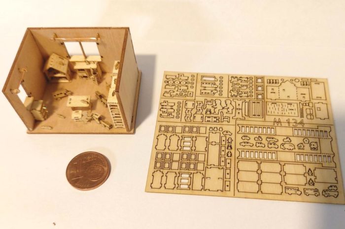 Miniatur Bastelset Möbel Spielzimmer Nr. 2 M 1:144 Holz