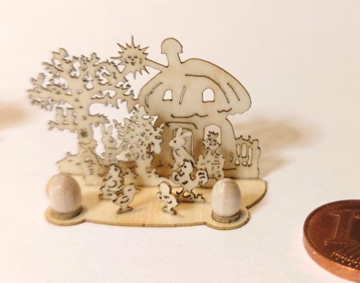 Pilzhaus mit Eierbaum Holz Natur 3 cm