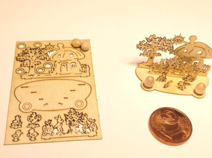 Bastelset Miniatur Pilzhaus mit Eierbaum Holz Natur