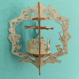 Magnetwärmespiel Hängepyramide Instrumente 5 sitzende Musikengel 11 cm
