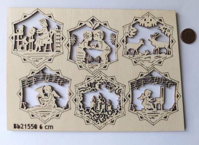 6 Baumschmuck Auslese 12-Eck Anhänger Weihnachten 6 cm