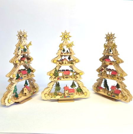 Miniatur Tannenbaum handbemalt Kirche im Dorf 6 cm – Bild 2