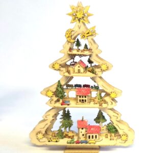 Miniatur Tannenbaum handbemalt Kirche im Dorf 6 cm