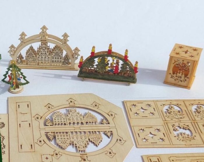 Konvolut 7 Bastelsets Weihnachstdekorationen Miniatur Holz – Bild 4