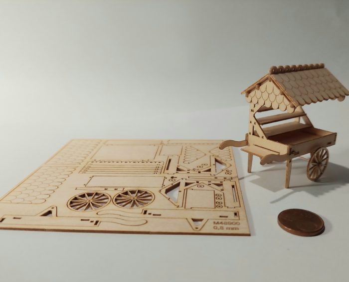 Marktkarren Holz für beliebige Dekoration Bastelset M 1:48