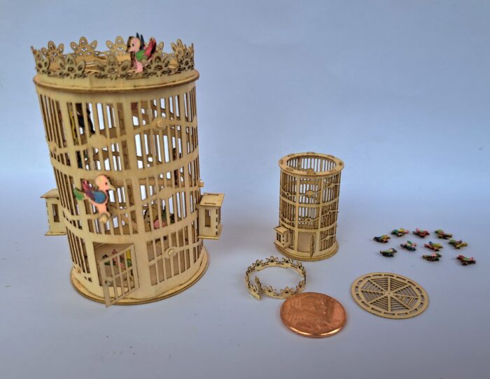 Miniatur Vogelkäfig Turm M 1:24 Bastelset Holz – Bild 2