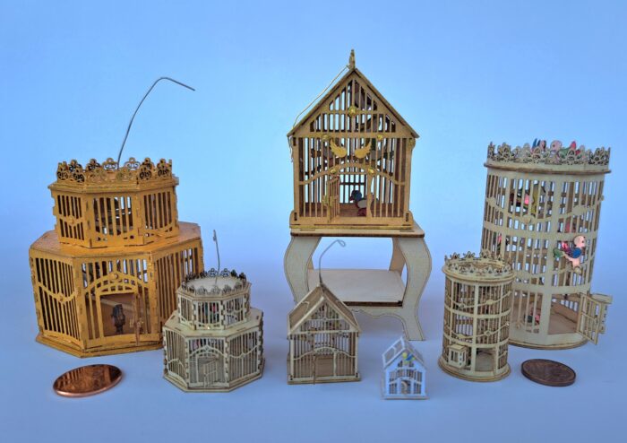 Vogelkäfig Haus M 1:24 Bastelset Furnierholz – Bild 3