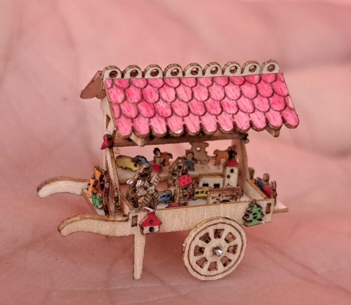 Miniatur Marktkarren Holz mit Spielzeug Dekoration M 1 : 144