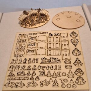 Bastelset Miniatur Markt für Walnuss M 1 : 450