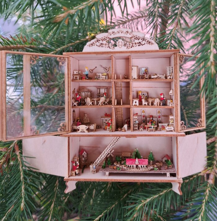 Bastelset Puppenhausschrank Babyhouse mit Möbel und Dekoration Holz M 1 : 24 – Bild 2
