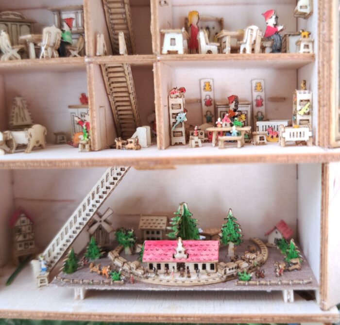 Bastelset Puppenhausschrank Babyhouse mit Möbel und Dekoration Holz M 1 : 24 – Bild 5