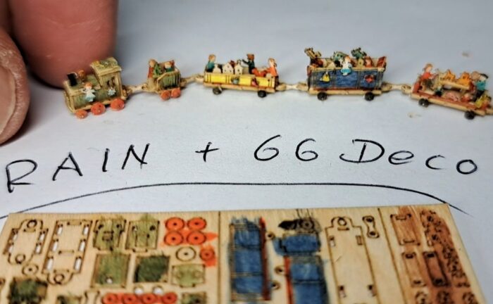 Bastelset Spielzeugzug mit 66 Dekorationen Holz tgauge M 1 : 450 – Bild 3