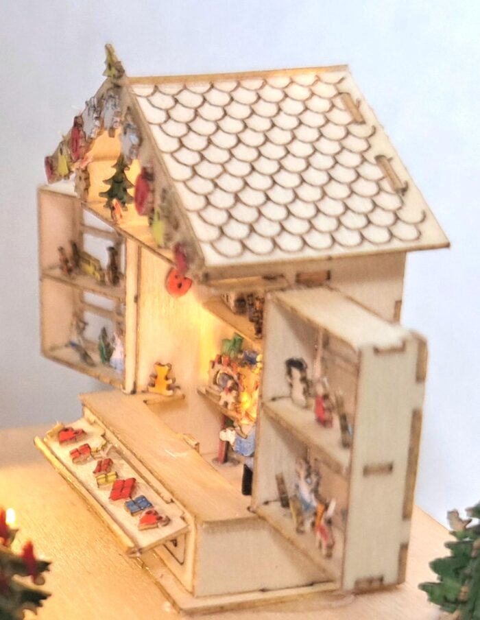 Bastelset aufklappbarer Weihnachtsstand M 1 : 144 mit 77 Dekorationen – Bild 3