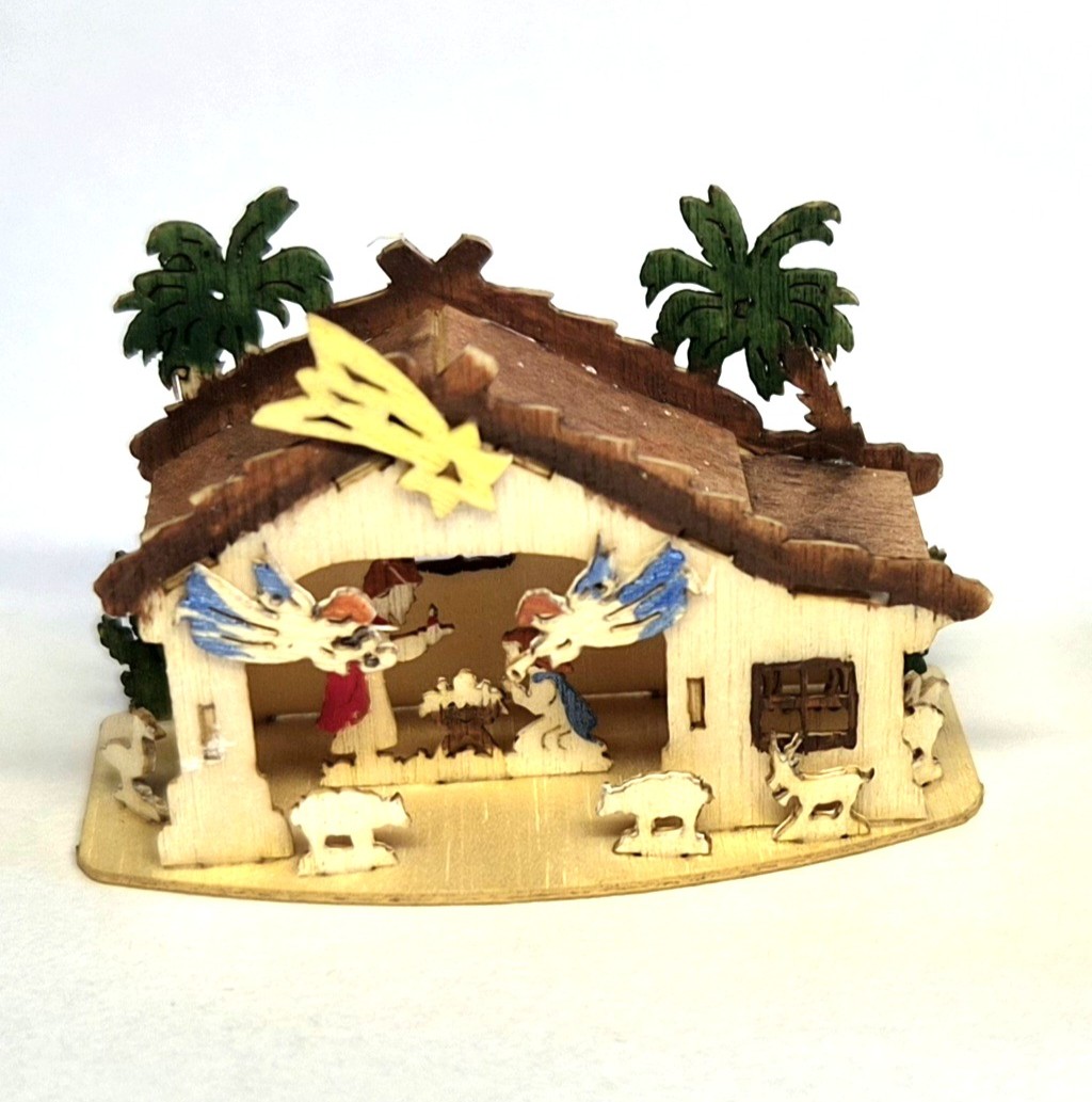 Krippe Heilige Familie Holz Miniatur M 1 : 144