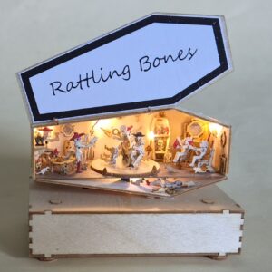 Musikdrehbühne mit Skelettfiguren Halloween motorisiert und beleuchtet