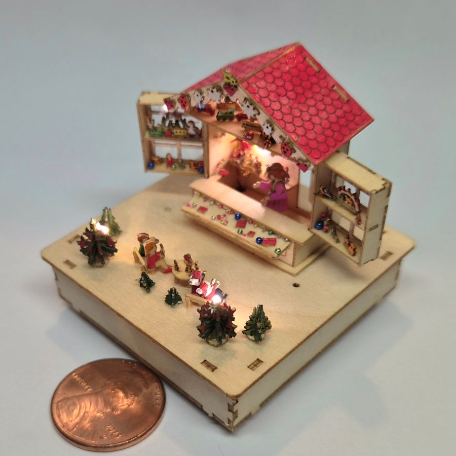 Montiert aufklappbar Weihnachtsstand beleuchtet handbemalt M 1 : 144 – Bild 4