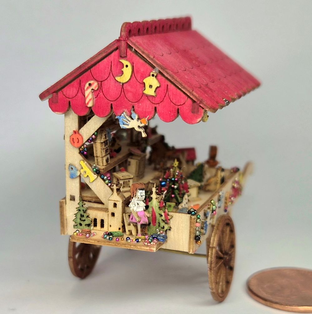 Marktkarren montiert Holz mit 80 Dekoration teils bemalt M 1 : 48 – Bild 3