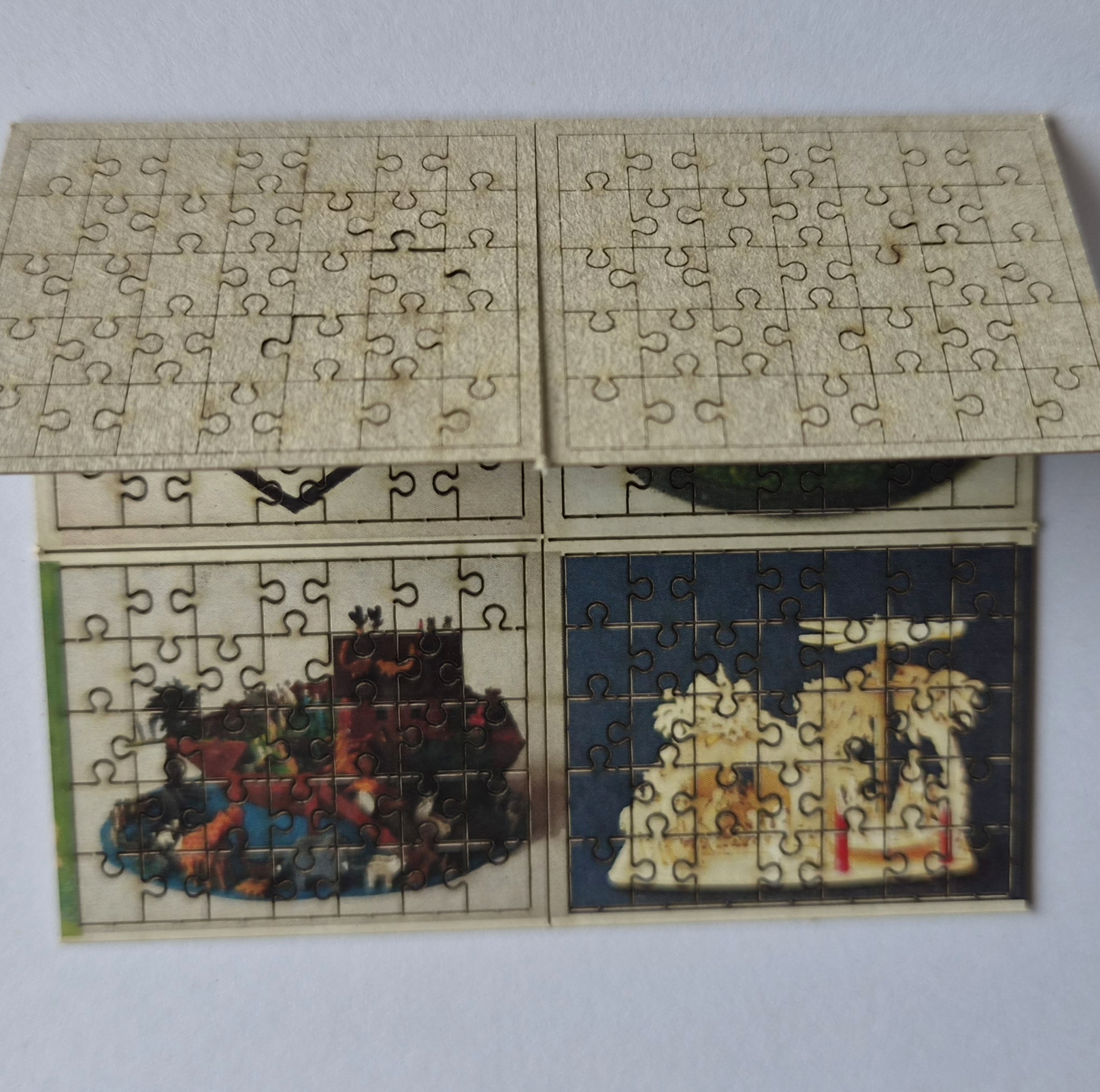 Konvolut 6 echte Mini Puzzle Karton Scherenschnitt farbig 35 teilig – Bild 2