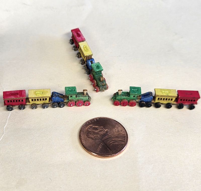 Miniatur Zug Personenzug handbemalt Holz M 1 : 500 – Bild 3