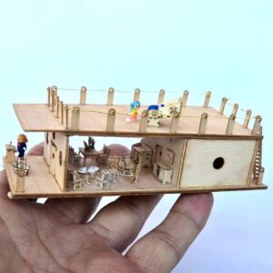 Hausboot Holz M 1 : 144 mit Möbel Figuren